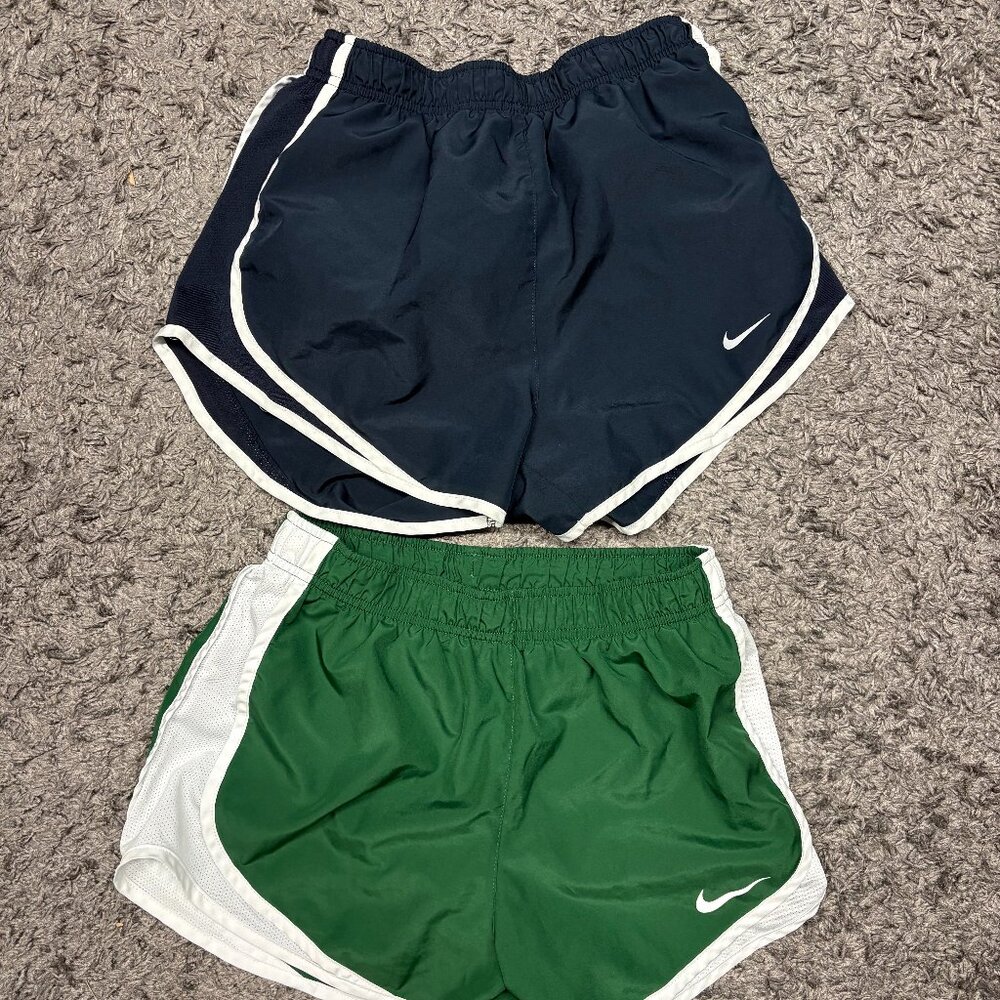 BUNDLE Nike Shorts Womens Small Olive Green/Navy Blue Nylon Running Shorts